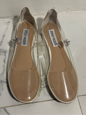 Steve Madden clear vinyl mary janes, size 6. Used but great condition.
